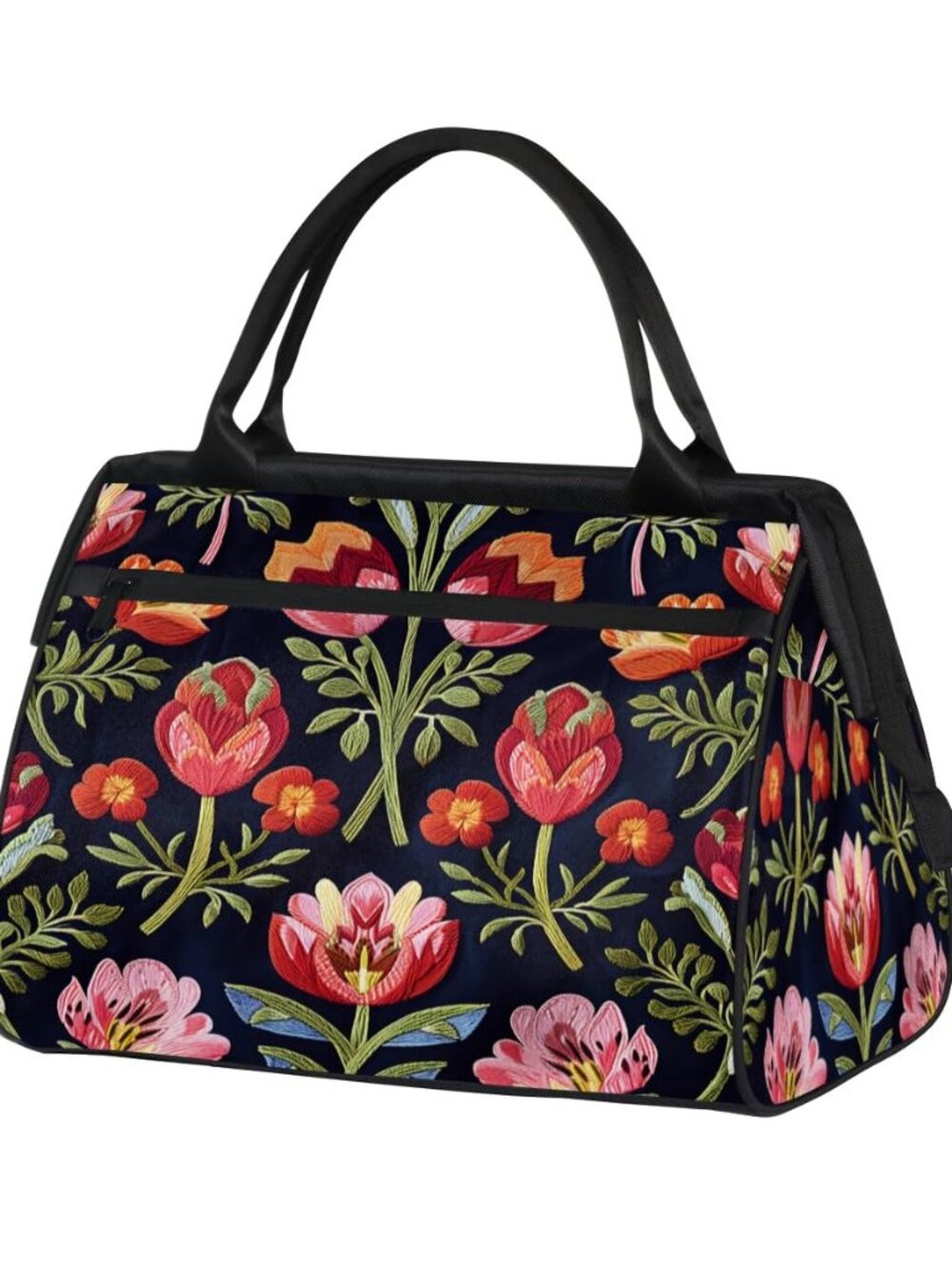 Red Floral Overnight Weekender Tote Bag for Women Travel Duffel Bags